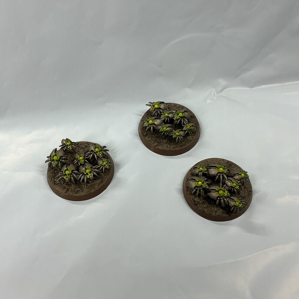 Warhammer 40k Necron Canoptek Scarab Swarms 3x Pro Painted Green Glow OOP